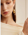Women Gold & Silver Contrast Bell Earrings – Geometric Electroplated Copper Fashion Jewelry