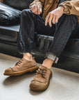 Men’s Vintage Leather Lace-Up Shoes – All-Inclusive Birkenstock-Inspired Casual Loafers