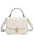 Women’s Genuine Leather Small Square Handbag – Vintage Metal Buckle Crossbody & Shoulder Bag with Premium Cowhide, Elegant Structured Design for Daily & Casual Use