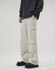 Pocket Washed Cargo Pants Men's Pleated Loose Wide-leg Cotton Casual Trousers