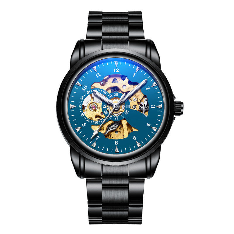 Men&#39;s Leather Waterproof Luminous Mechanical Watch