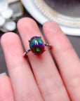 925 Silver Delicate Mosaic Natural Black Opal Ring  (3 to 7 days shipping)