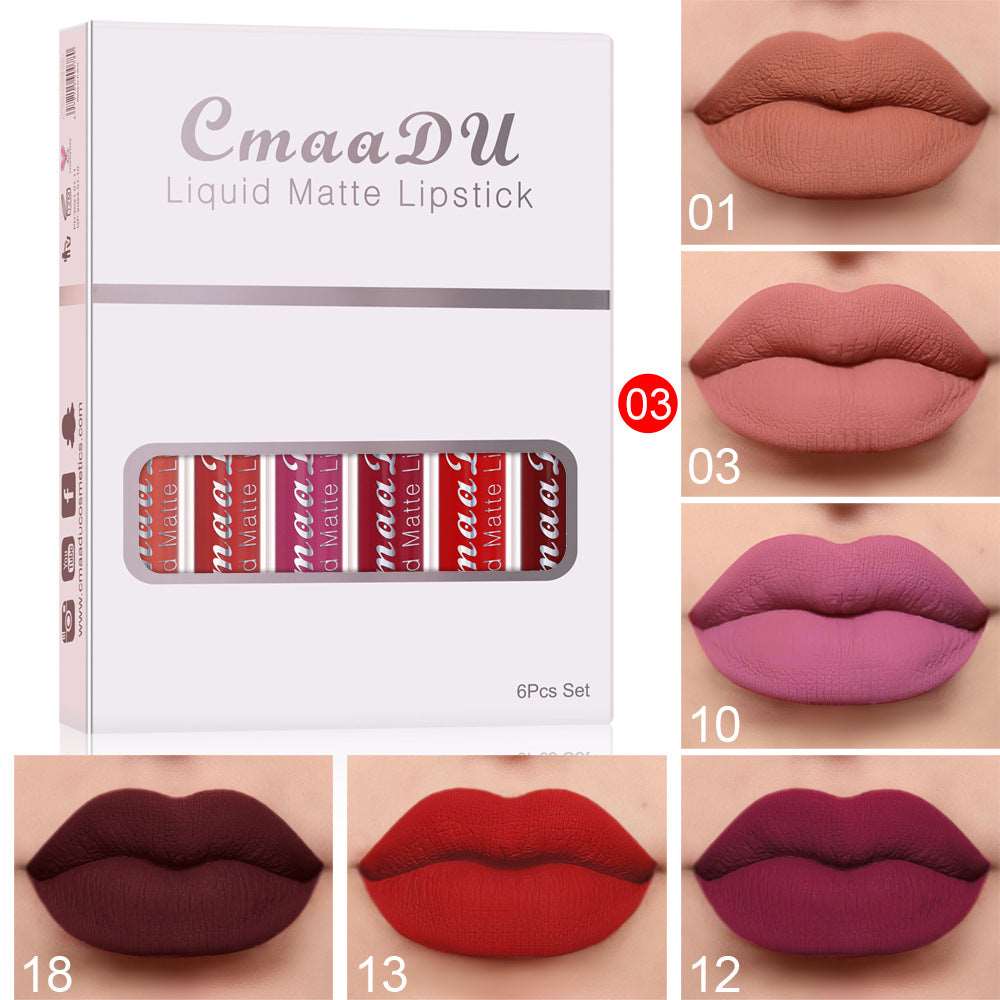 6 Boxes Of Matte Non-stick Cup Waterproof Lipstick Long Lasting Lip Gloss AliFinds