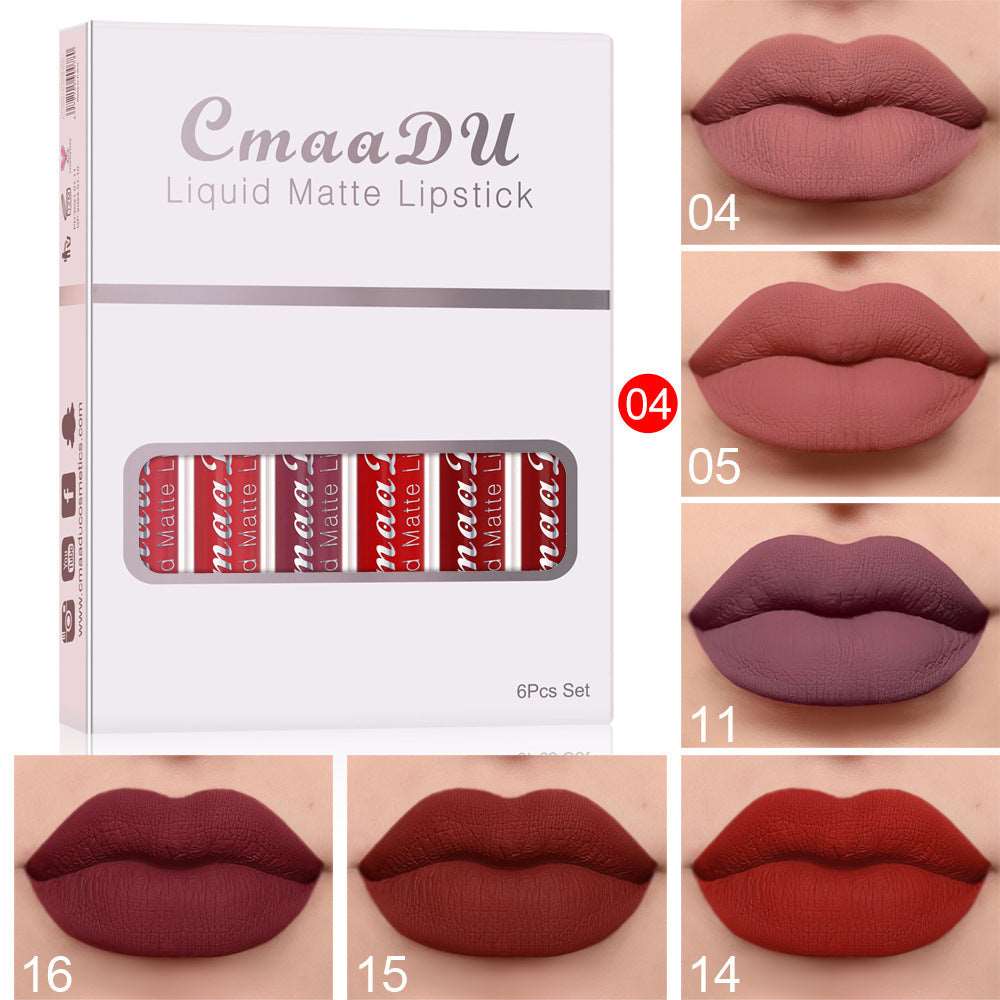 6 Boxes Of Matte Non-stick Cup Waterproof Lipstick Long Lasting Lip Gloss AliFinds