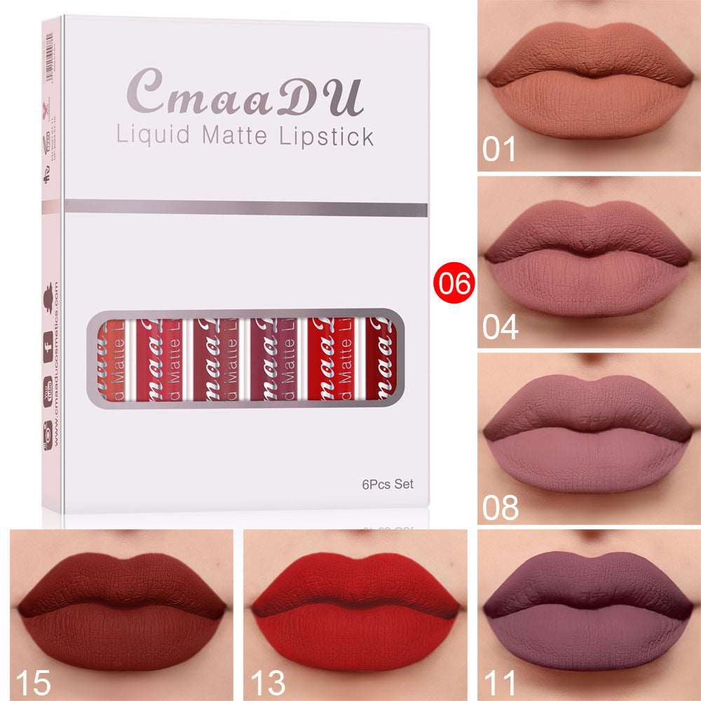 6 Boxes Of Matte Non-stick Cup Waterproof Lipstick Long Lasting Lip Gloss AliFinds