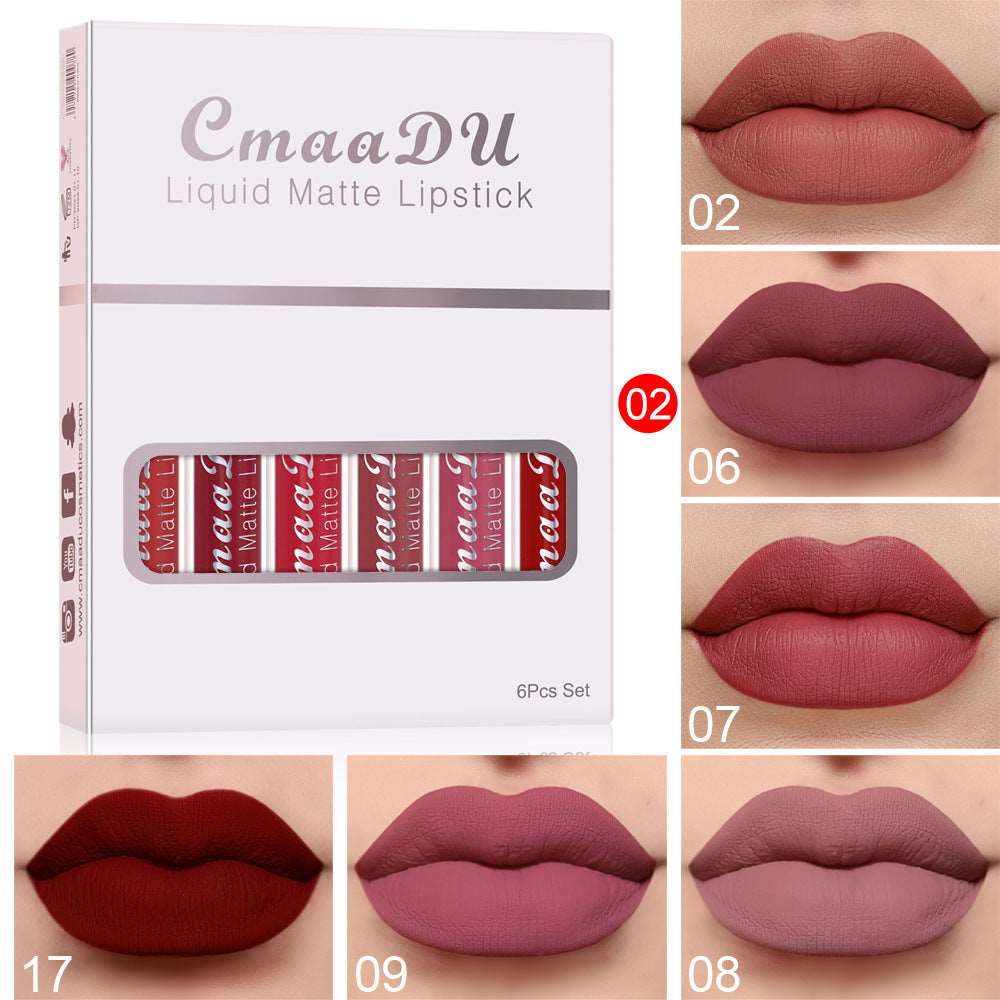 6 Boxes Of Matte Non-stick Cup Waterproof Lipstick Long Lasting Lip Gloss AliFinds