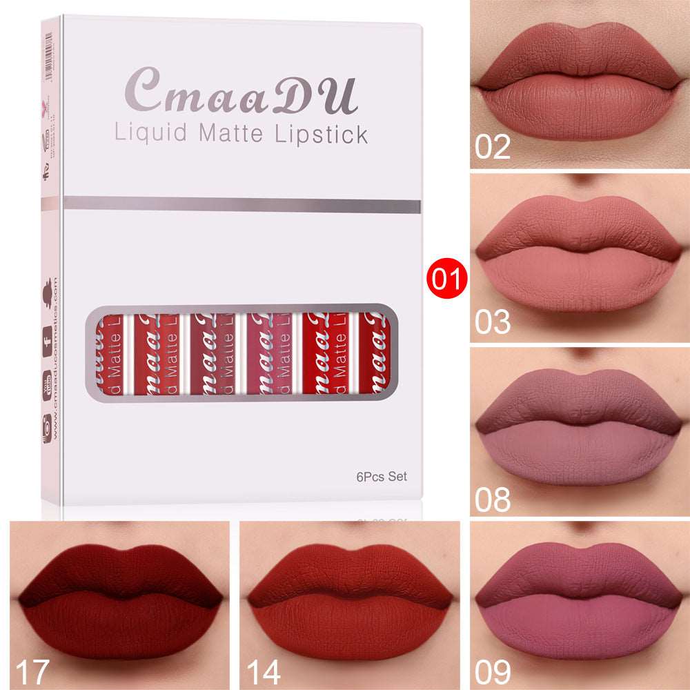 6 Boxes Of Matte Non-stick Cup Waterproof Lipstick Long Lasting Lip Gloss AliFinds