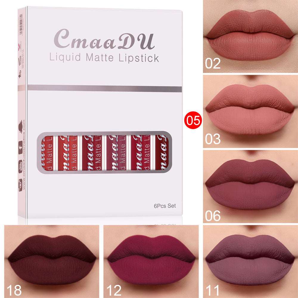 6 Boxes Of Matte Non-stick Cup Waterproof Lipstick Long Lasting Lip Gloss AliFinds