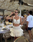 Fashion Tassel Vacation Style Hollow-out Dress Two-piece Set