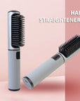 LCD USB Charging Straight Comb Negative Ion Lazy Hair Straightener Curly Hair Dual-use Broken Hair Finishing