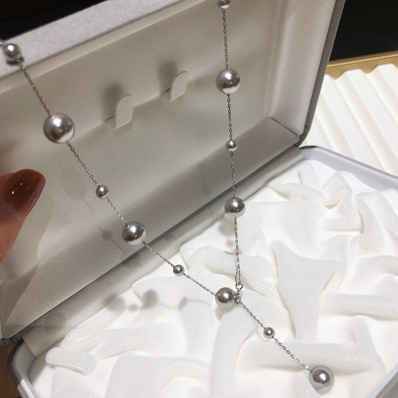 Women Y-Shape Pearl Necklace – Light Luxury Snake Bone Chain Geometric Pendant Jewelry