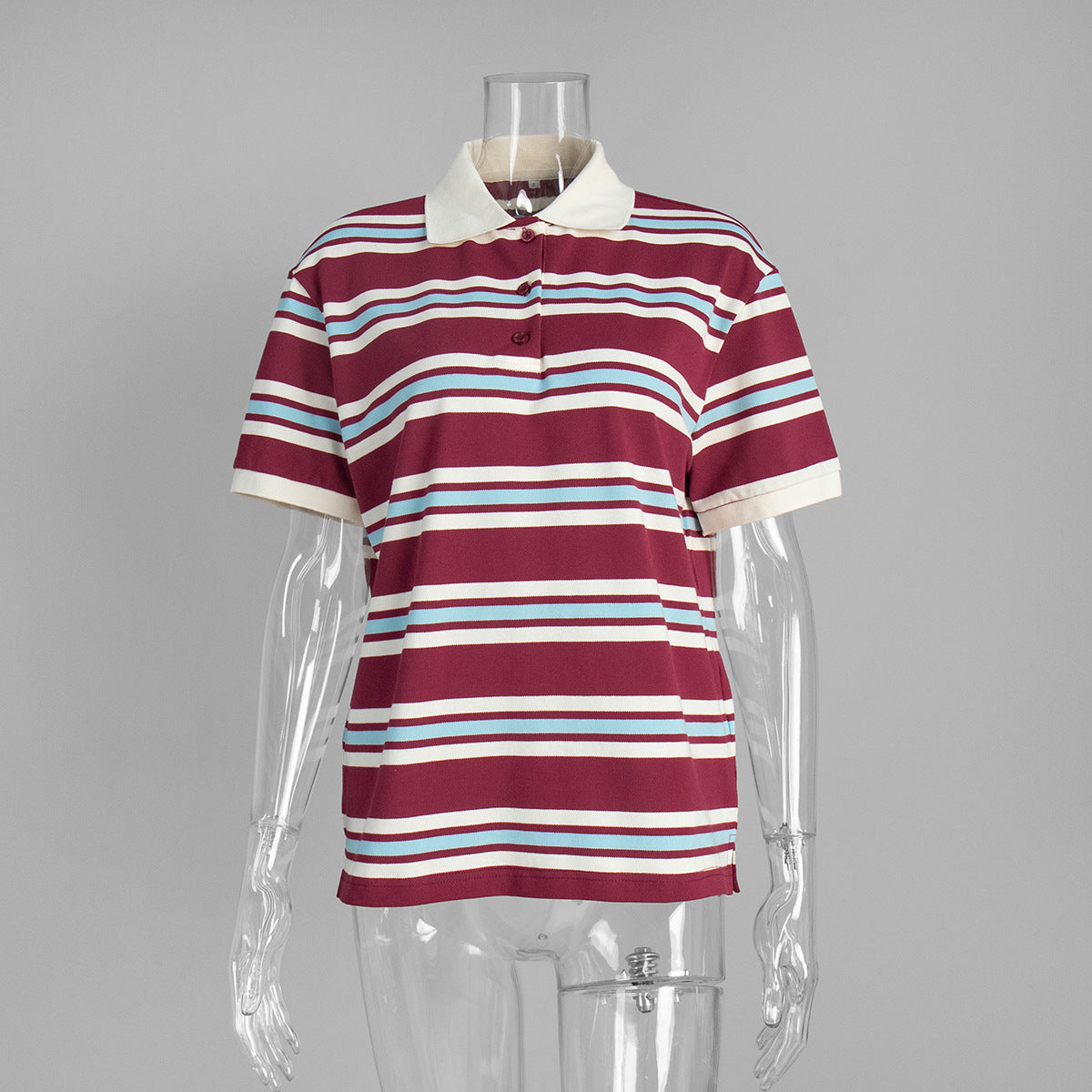 Women&#39;s Stripe Polo Shirt – Cotton