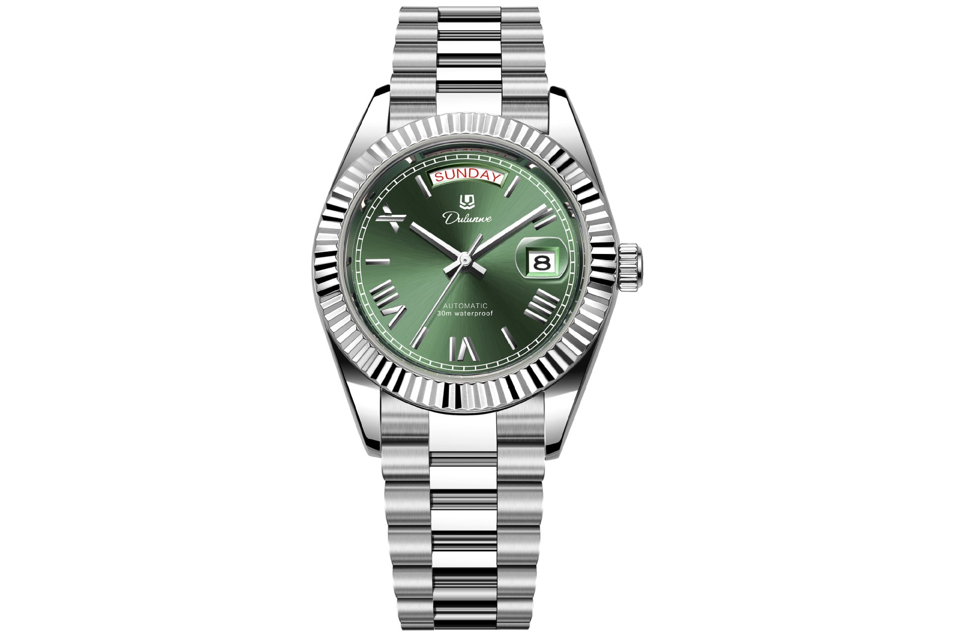 Men’s Automatic Calendar Watch – Stainless Steel Mechanical Timepiece with Day-Date Display, Mineral Crystal &amp; Waterproof Design