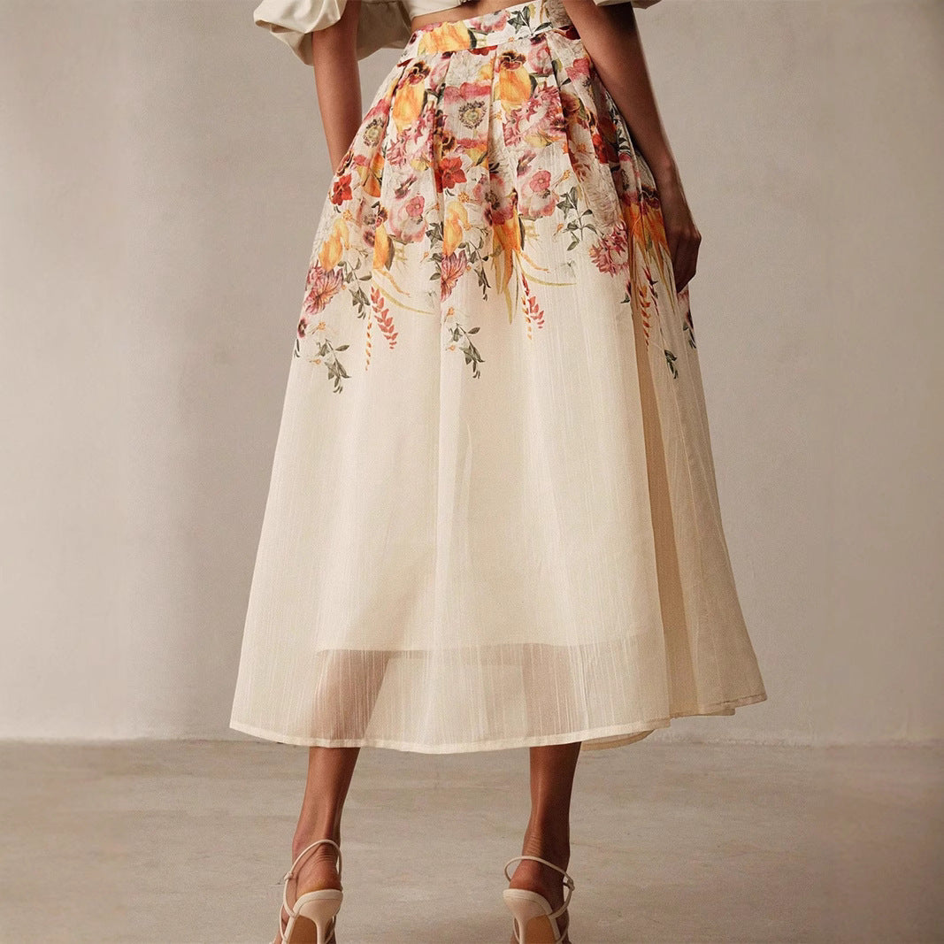 Women’s Gorgeous Elegant Bamboo Digital Printed Skirt – A-Line Mid-Length Style