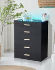 5-drawer Cabinet With Light Tempered Glass Cabinet And Bedside Table ( USA ONLT 3 TO 7 DAYS SHIPPING)