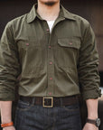 Men’s Workwear Amekaji Long-Sleeve Shirt – Lapel Cardigan Style
