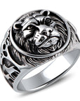 Silver Ornament Domineering Lion Head Beast Man Ring