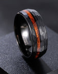 Wood Tungsten Carbide Steel Ring Men's Ring