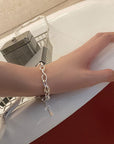 Sterling Silver Hollow Thick Chain Street Style Bracelet