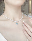 Woman's Natural Pearl & 2ct Moissanite Necklace
