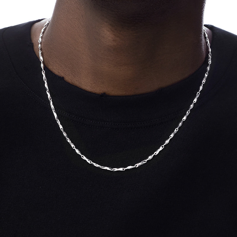 HQ S925 Sterling Silver Ingot Chain White gold plated