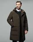 Long padded down jacket for men