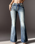 Women’s Vintage Embroidered Bootcut Jeans – Timeless Denim with a Modern Twist