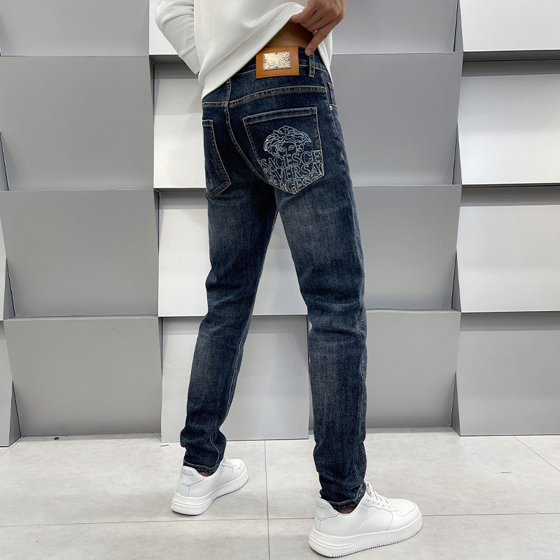 Men&#39;s  Slim  Straight Leg Elastic Jeans