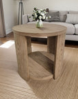 Walnut MDF And Oak Living Room Side Table ( USA ONLY + 3 TO 5 DAYS SHIPPING)