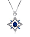 Natural Sapphire Necklace Female Hollow  Pendant