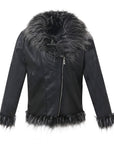 Imitation raccoon fur sheepskin leather jacket ( 3 to 7 days shipping)