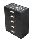 5-drawer Cabinet With Light Tempered Glass Cabinet And Bedside Table ( USA ONLT 3 TO 7 DAYS SHIPPING)