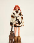 Women’s Plush Colorful Faux Fur Jacket – Loose Fit Cotton Street Style Coat