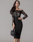 New Women's Temperament One Word Neck Lace Slim Hip Pencil Skirt