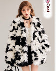 Women’s Plush Colorful Faux Fur Jacket – Loose Fit Cotton Street Style Coat