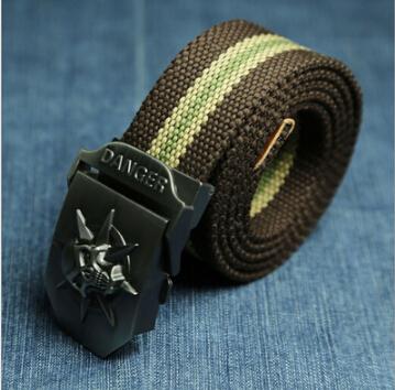 Men Canvas Skull Metal Belt