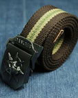 Men Canvas Skull Metal Belt