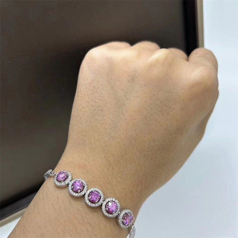 2.5 CARAT PINK Moissanite Bracelet Women&#39;s