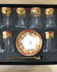 Gold Red Heat Resistant Tea Cup Glass Coffee Mug Set