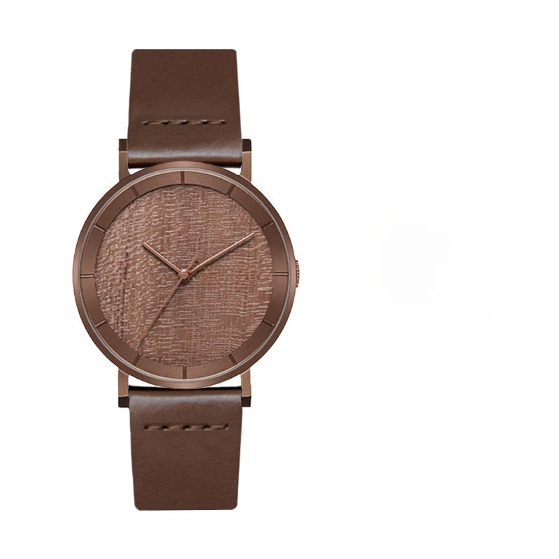 Wooden Watch Men – Natural Walnut Wood Quartz Analog Wristwatch with Leather Strap 3ATM Waterproof