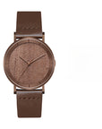 Wooden Watch Men – Natural Walnut Wood Quartz Analog Wristwatch with Leather Strap 3ATM Waterproof