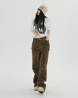 Leopard Jeans Wide Leg Loose Women