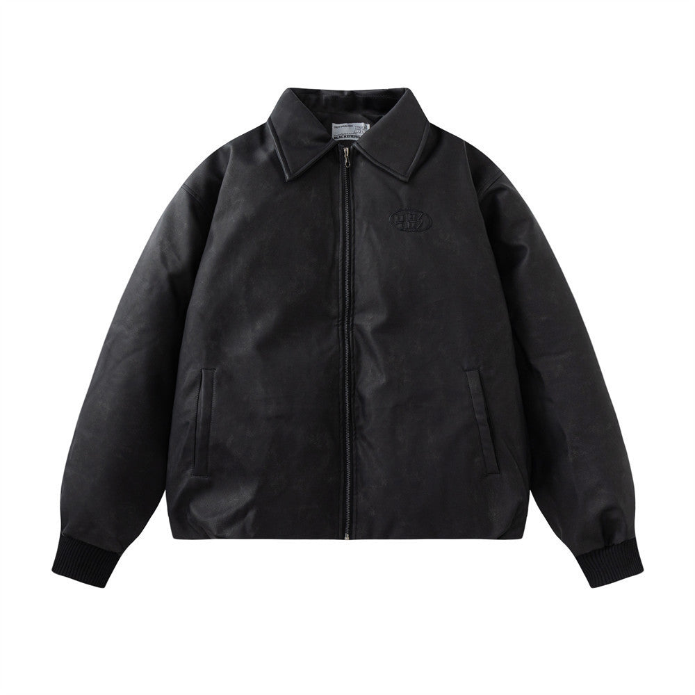 Men’s Rock Style PU Leather Jacket – Thickened Premium Mid-Length Coat