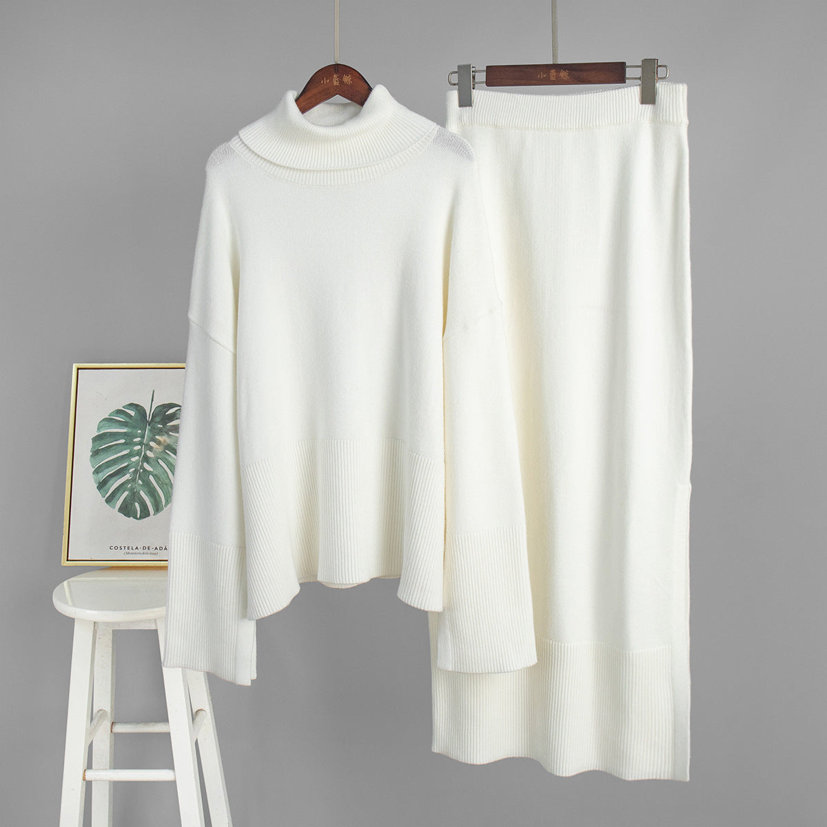 Women’s Loose Sweater &amp; Split Skirt Set – Effortless Elegance for the Modern Socialite