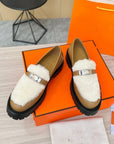 Metal Lock Catch Loafers – Women’s Platform Casual Shoes
