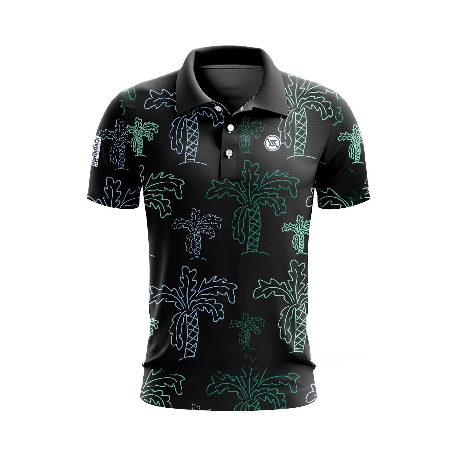 Men Golf Print Short-Sleeved Polo Shirt – Breathable Cotton Spandex Floral Performance Golf Top