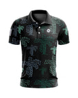 Men Golf Print Short-Sleeved Polo Shirt – Breathable Cotton Spandex Floral Performance Golf Top