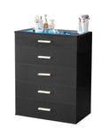 5-drawer Cabinet With Light Tempered Glass Cabinet And Bedside Table ( USA ONLT 3 TO 7 DAYS SHIPPING)