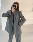 Women's Loose Korean Style Gray Suit