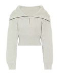 Women’s Large-Collar Lapel Short Knit Sweater – Slim-Fit Soft Texture Chic Style